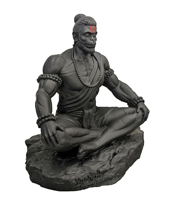 Meditating Hanuman Ji Murti - Bajrangbali Best Idol for Car Dashboard - PolyMarble Washable Material