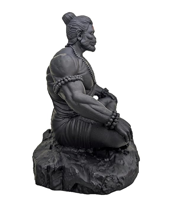 Meditating Hanuman Ji Murti - Bajrangbali Best Idol for Car Dashboard - PolyMarble Washable Material