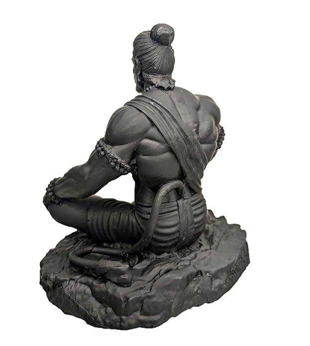 Meditating Hanuman Ji Murti - Bajrangbali Best Idol for Car Dashboard - PolyMarble Washable Material