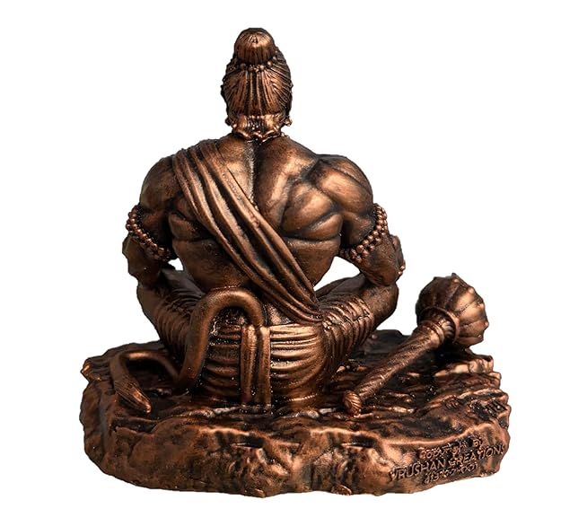 Meditating Hanuman Ji Murti - Bajrangbali Best Idol for Car Dashboard - PolyMarble Washable Material