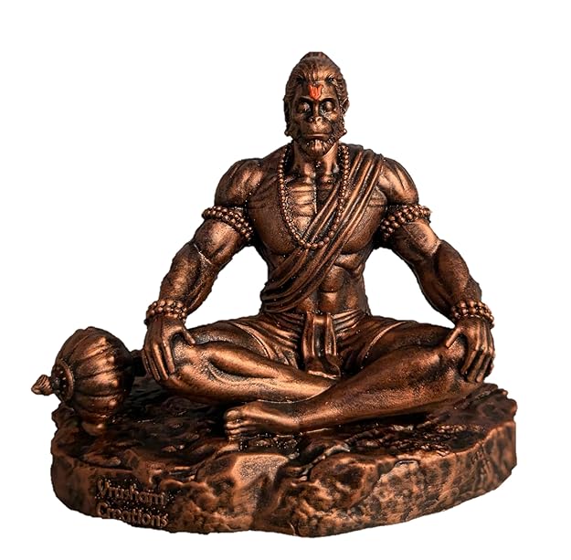 Meditating Hanuman Ji Murti - Bajrangbali Best Idol for Car Dashboard - PolyMarble Washable Material