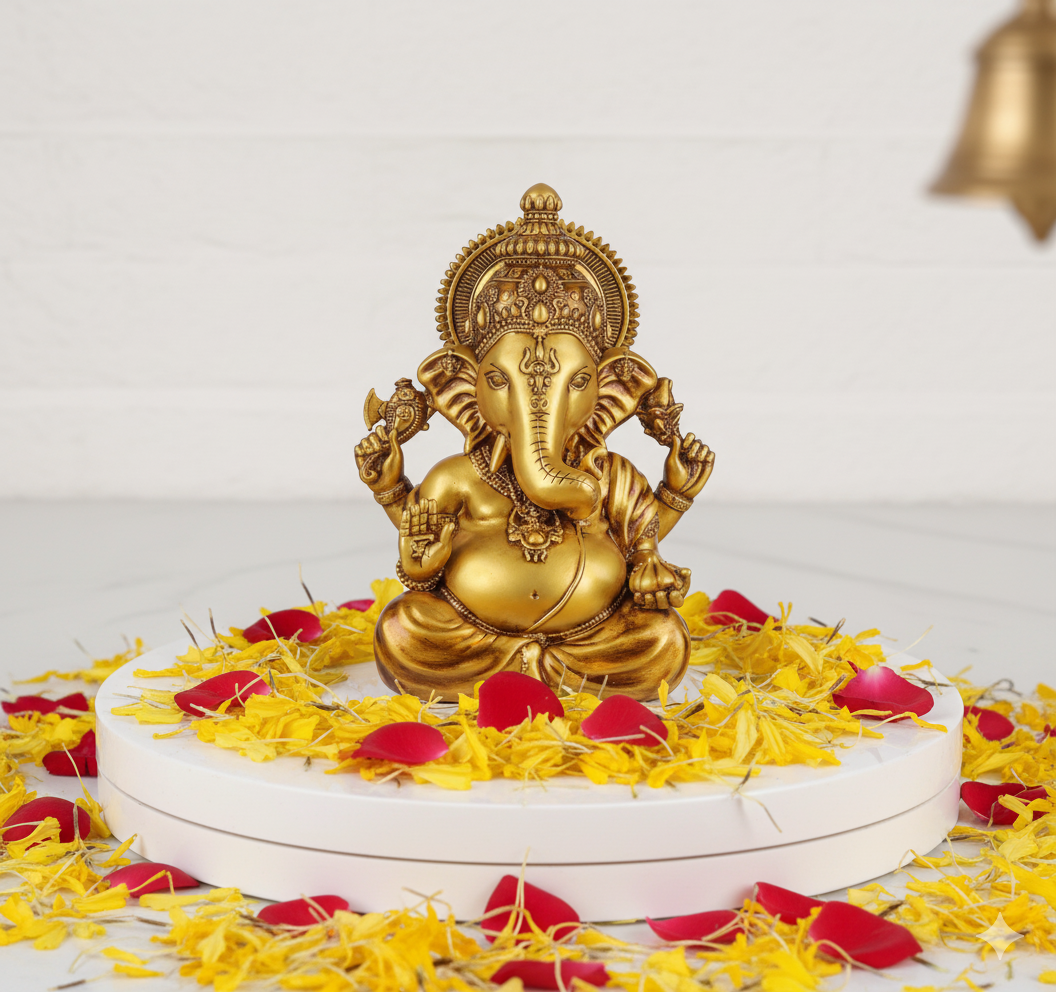 Ganesha Idol Vinayaka Statue Vinayagar Murti Pillayar Ganesha Murti Ganpati Idol for Car Dashboard Home Office Decor (Vighnaharta Ganesha Antique 3.5 Inch)