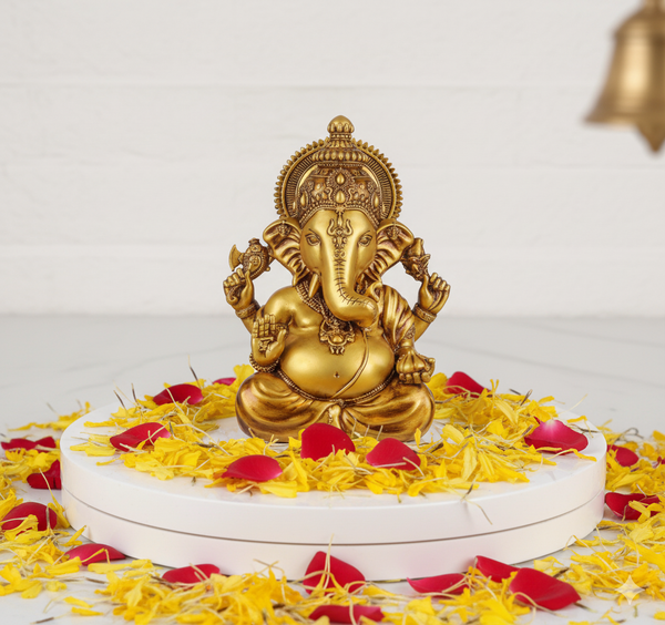 Ganesha Idol Vinayaka Statue Vinayagar Murti Pillayar Ganesha Murti Ganpati Idol for Car Dashboard Home Office Decor (Vighnaharta Ganesha Antique 3.5 Inch)