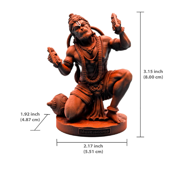 Shri Ram Rasik Hanuman Murti, 8 cm Height, Black, 3D Printed, UV Resin, Car Dashboard Idol of Lord Hanuman