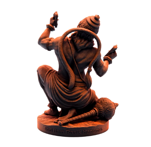 Shri Ram Rasik Hanuman Murti, 8 cm Height, Black, 3D Printed, UV Resin, Car Dashboard Idol of Lord Hanuman