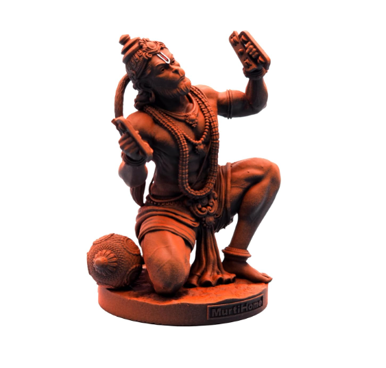 Shri Ram Rasik Hanuman Murti, 8 cm Height, Black, 3D Printed, UV Resin, Car Dashboard Idol of Lord Hanuman