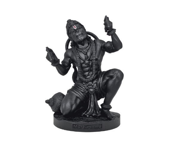 Shri Ram Rasik Hanuman Murti, 8 cm Height, Black, 3D Printed, UV Resin, Car Dashboard Idol of Lord Hanuman