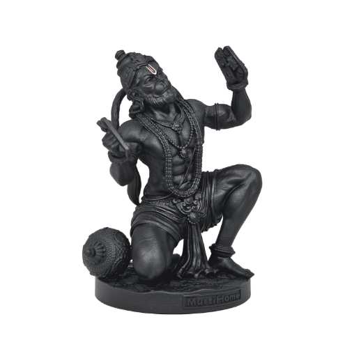 Shri Ram Rasik Hanuman Murti, 8 cm Height, Black, 3D Printed, UV Resin, Car Dashboard Idol of Lord Hanuman