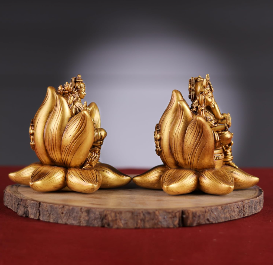 Laxmi Ganesha Idol Vinayaka Statue Vinayagar Murti Pillayar Ganesha Murti Ganpati Idol for Car Dashboard Home Office Diwali Decor (Laxmi Ganesha Antique 3.5 Inch)