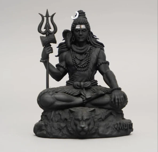 Mahayogi Shiva Murti, 7.64 cm Height, Black, 3D Printed, UV Resin, Lord Adiyogi Idol for Car Dashboard
