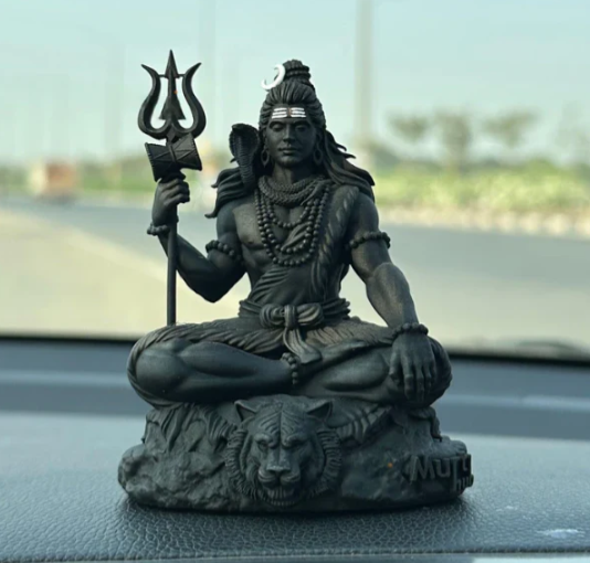 Mahayogi Shiva Murti, 7.64 cm Height, Black, 3D Printed, UV Resin, Lord Adiyogi Idol for Car Dashboard