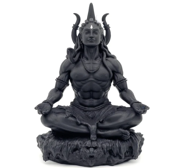 Mahayogi Shiva Murti, 7.64 cm Height, Black, 3D Printed, UV Resin, Lord Adiyogi Idol for Car Dashboard