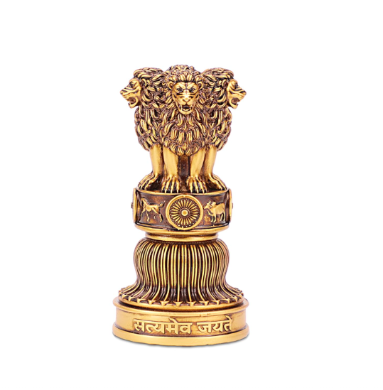 Handcrafted Ashoka Stambha Stoop Idol Ashok Statue Showpiece for Home Decor Advocate Table Showpiece Corporate Gifting (6 Inch, Antique)