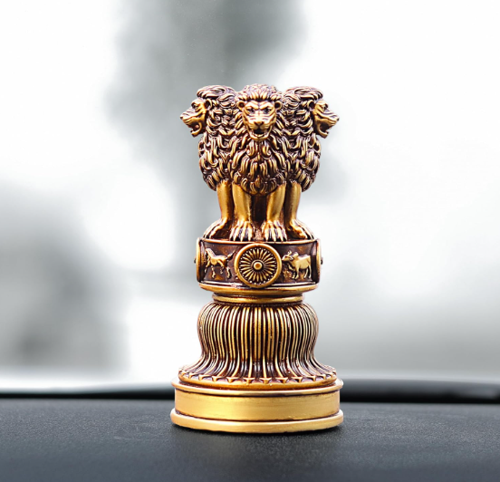 Handcrafted Ashoka Stambha Stoop Idol Ashok Statue Showpiece for Home Decor Advocate Table Showpiece Corporate Gifting (6 Inch, Antique)