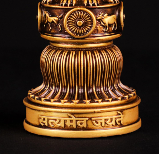 Handcrafted Ashoka Stambha Stoop Idol Ashok Statue Showpiece for Home Decor Advocate Table Showpiece Corporate Gifting (6 Inch, Antique)