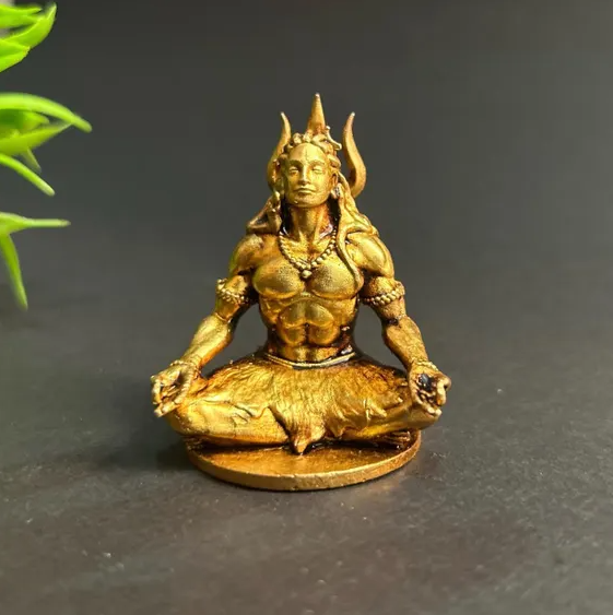 Mahayogi Shiva Murti, 7.64 cm Height, Black, 3D Printed, UV Resin, Lord Adiyogi Idol for Car Dashboard